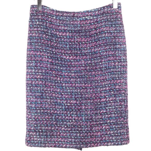J. Crew No. 2 Pencil Purple‎ Wool Blend Tweed Skirt Size 4 - Picture 2 of 6